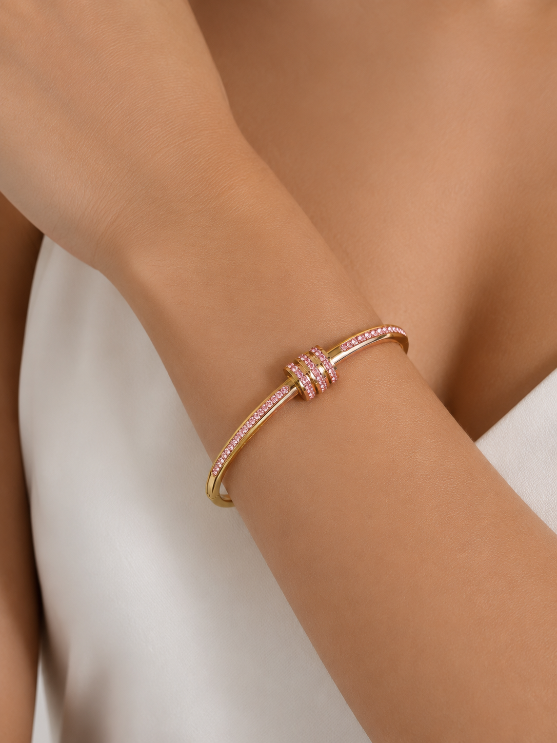 BRACELETE ROSCA DOURADO ROSE AÇO INOXIDÁVEL