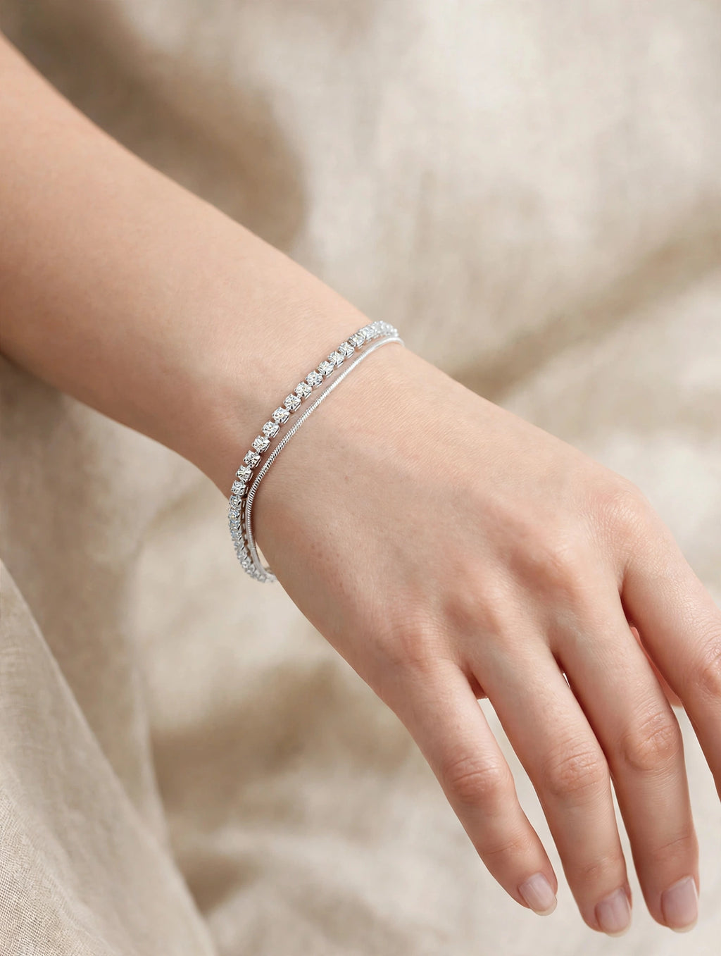 Pulseira Dupla Riviera + Rabo de Rato – Semijoia