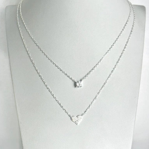 COLAR DUPLO CORAÇÃO E PONTO DE LUZ