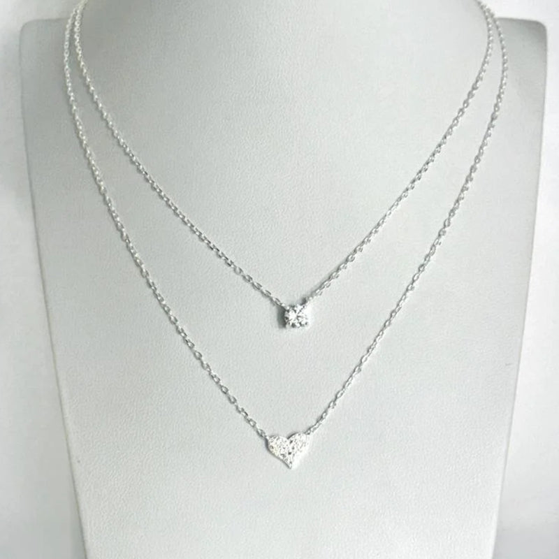 COLAR DUPLO CORAÇÃO E PONTO DE LUZ