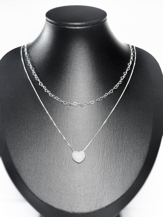 CONJUNTO BRILHAR CORAÇÃO EM PRATA 925