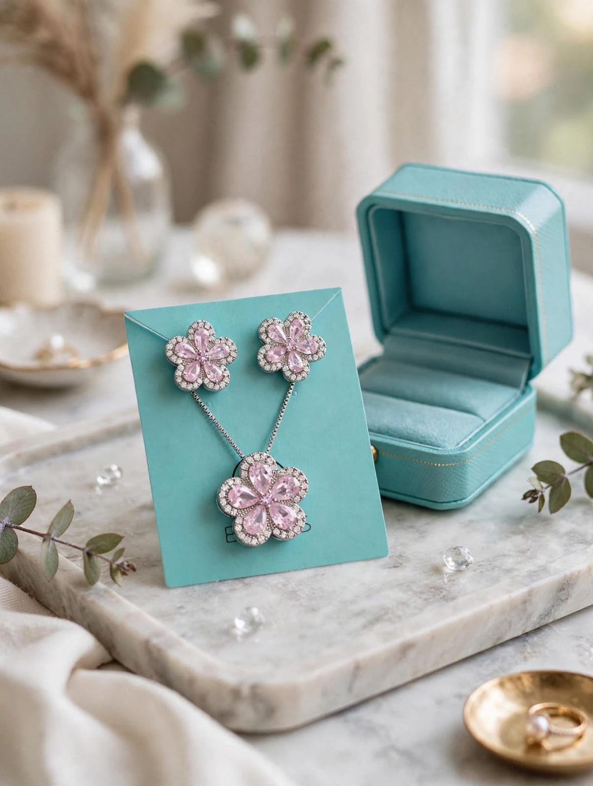 Conjunto Flor Colors Em Semijoia Premium Rodinada + Verniz