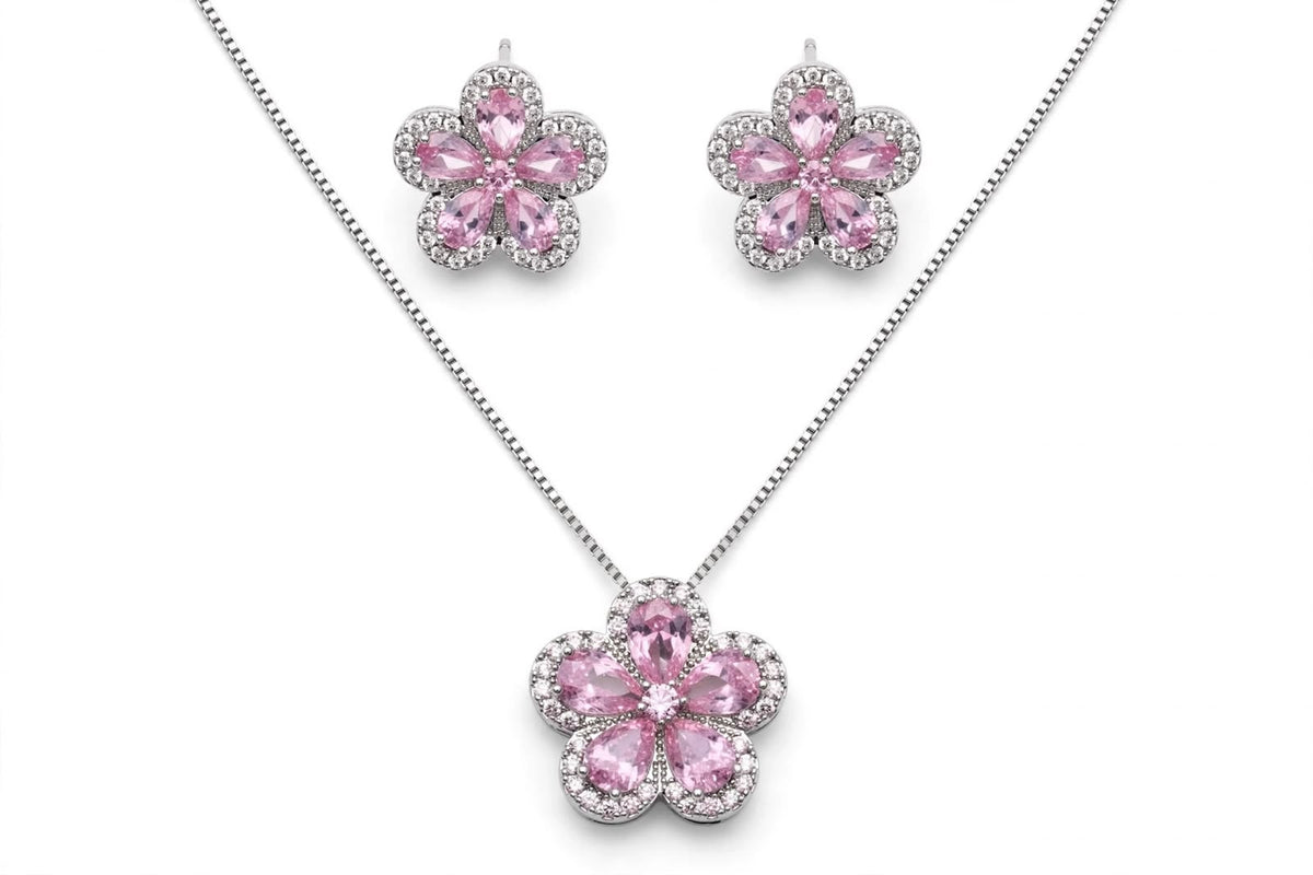 Conjunto Flor Colors Em Semijoia Premium Rodinada + Verniz