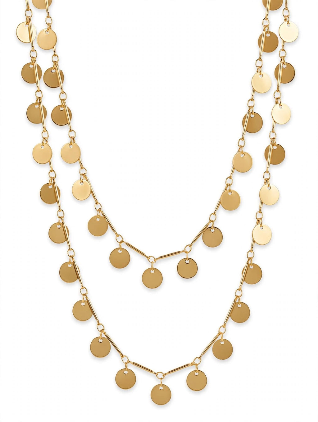 COLAR DUPLO MEDALHAS LISO SEMIJOIA DOURADA