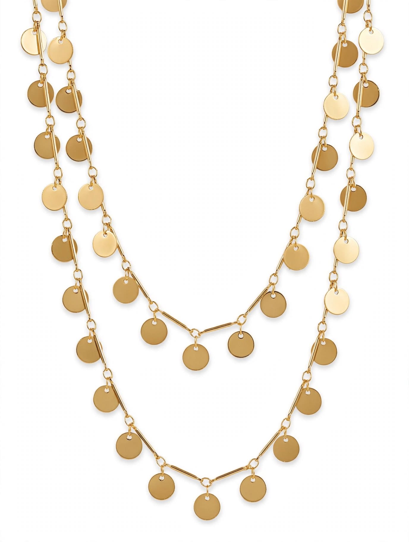 COLAR DUPLO MEDALHAS LISO SEMIJOIA DOURADA