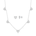 Conjunto 5 Coraçoes Cristal 40+5cm Semijoia Rodinada Premium