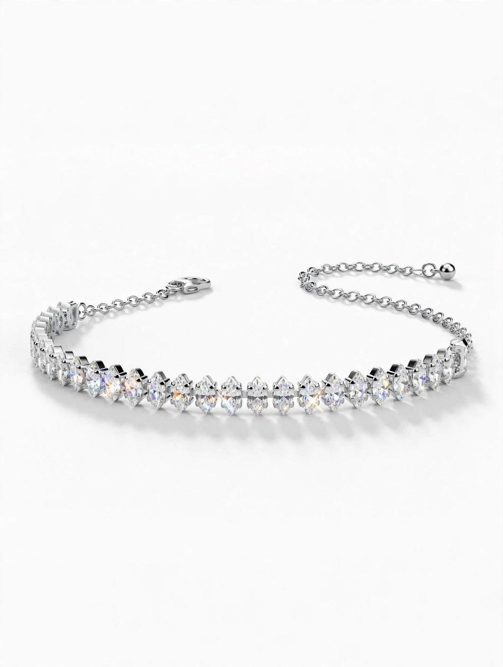 Pulseira Navette de Luxo Semijoia Prateada Premium