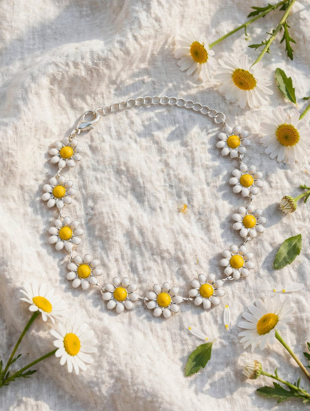 Pulseira Margarida Semijoia Prateada Premium