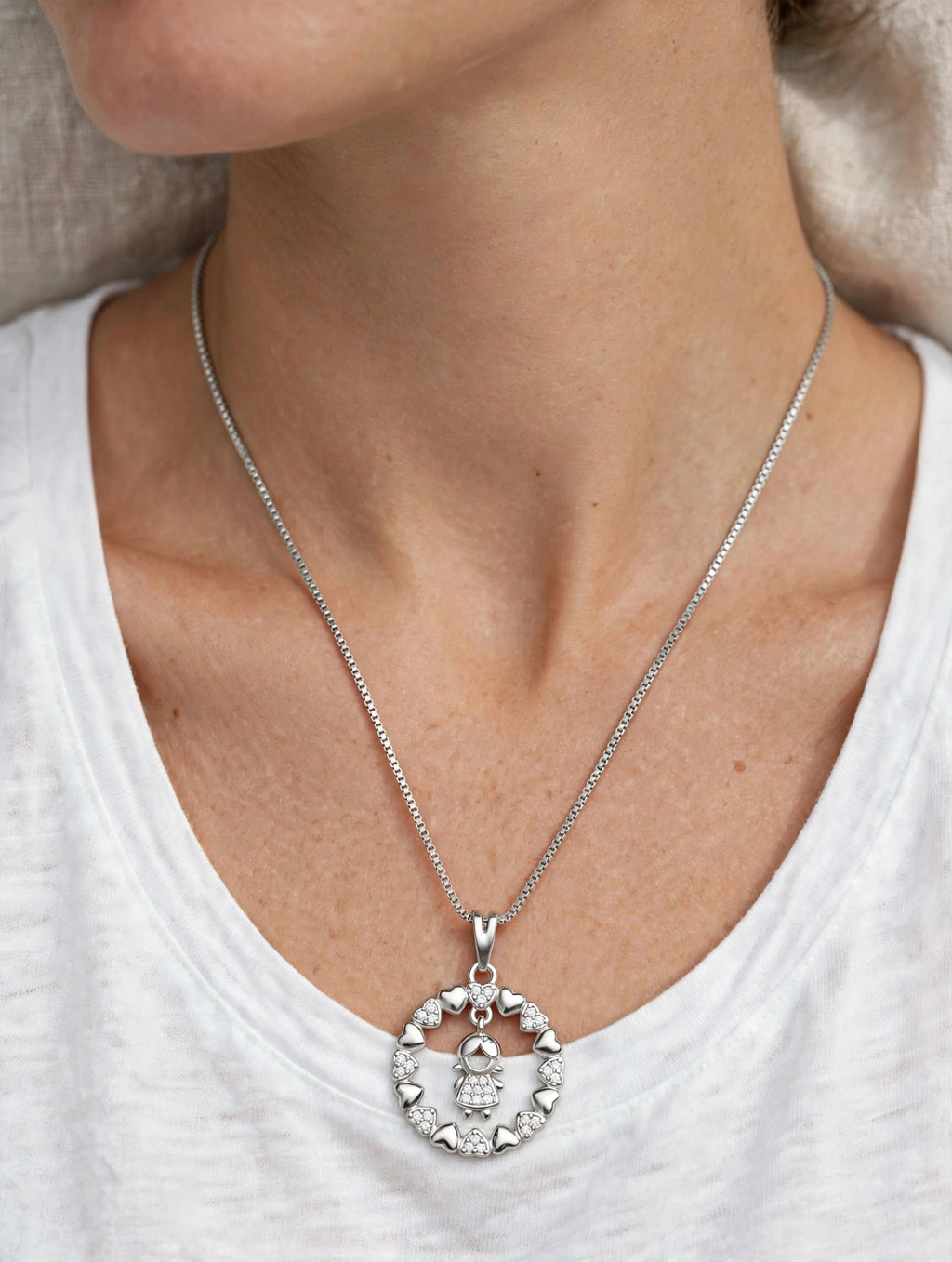 COLAR FILHOS  VENEZIANA CRAVEJADO SEMIJOIA PRATEADA