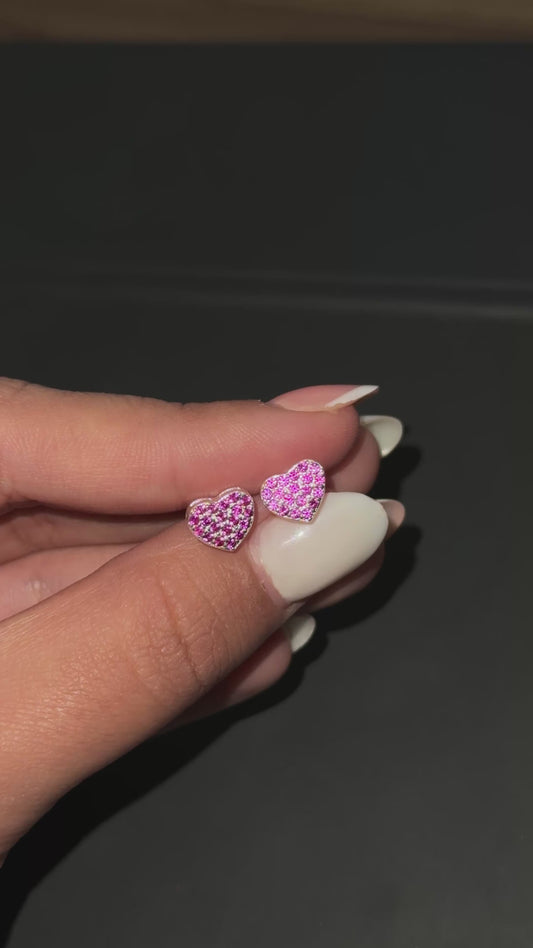 BRINCO CORAÇÃO CRAVEJADO COM ZIRCÔNIAS ROSAS