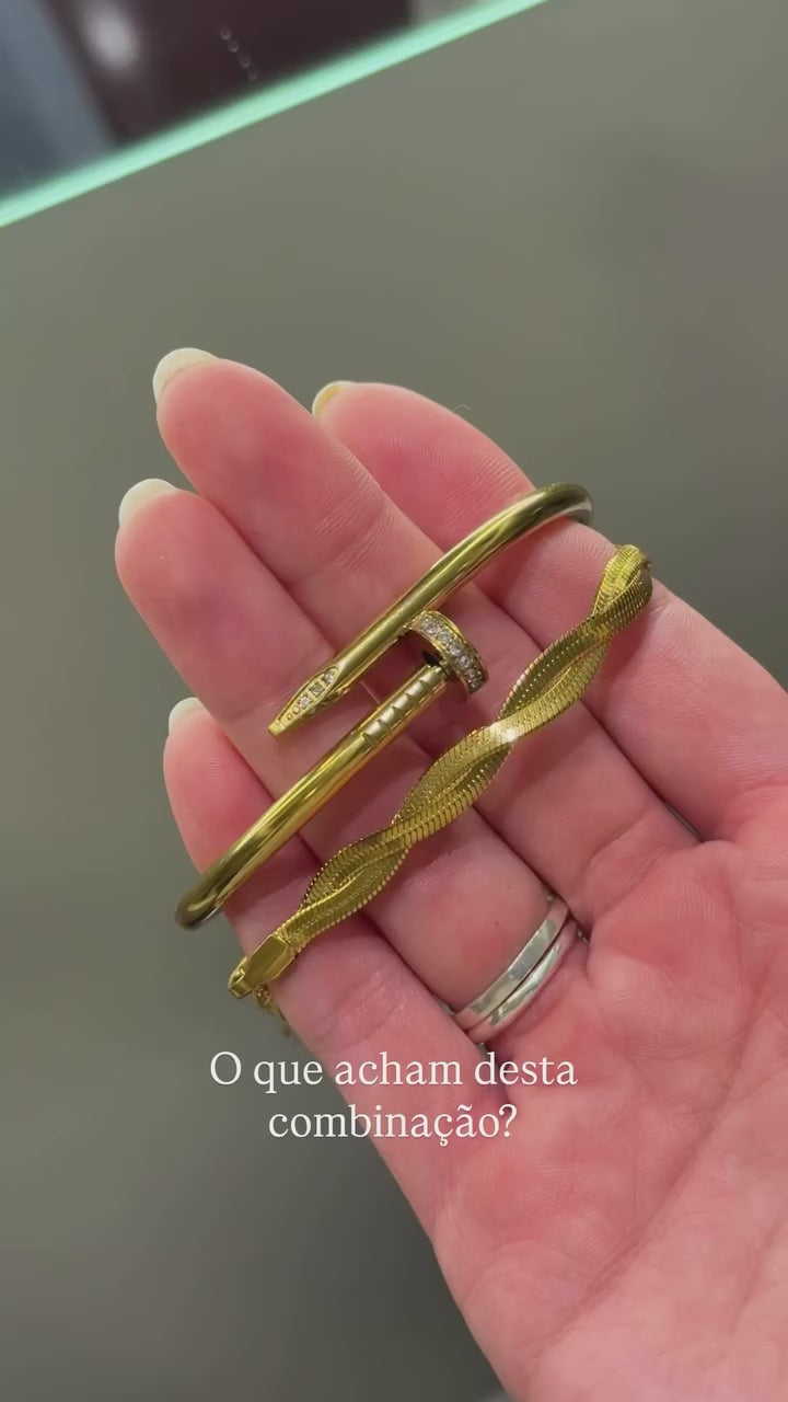 BRACELETE PREGO DOURADO AÇO INOXIDÁVEL