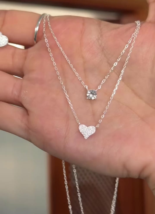 COLAR DUPLO  CORAÇÃO COM PONTO