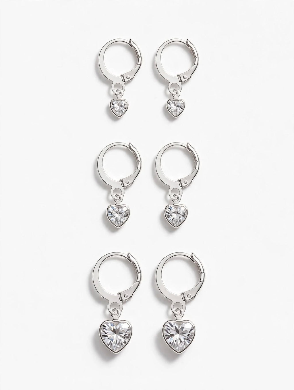 TRIO ARGOLA CORAÇÃO ZIRCONIA EM SEMIJOIA PRATEADA