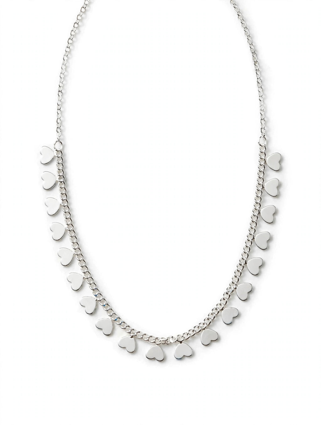 COLAR/ CHOCKER CORAÇOES LISO SEMIJOIA PRATEADA