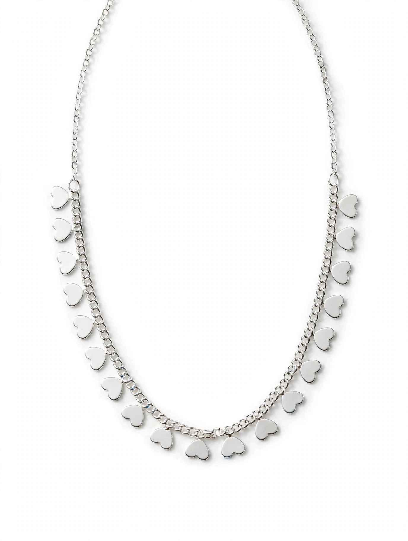 COLAR/ CHOCKER CORAÇOES LISO SEMIJOIA PRATEADA